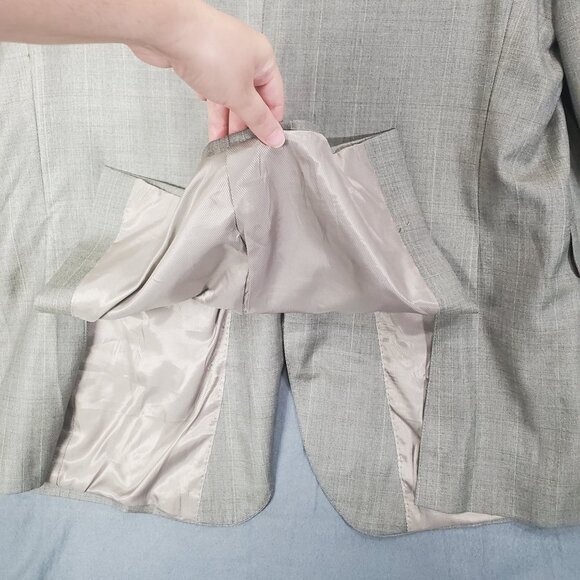 LORO PIANA DANIEL CREMIUX Mens Blazer SZ 44L Wool Tan Plaid 2 Button Double Vent - Picture 7 of 7